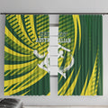 Australian Cricket Window Curtain Dynamic Stripe Graphic With Player Silhouette