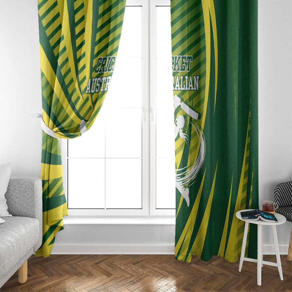 Australian Cricket Window Curtain Dynamic Stripe Graphic With Player Silhouette