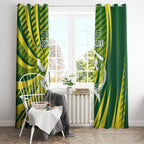 Australian Cricket Window Curtain Dynamic Stripe Graphic With Player Silhouette