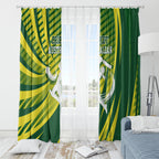 Australian Cricket Window Curtain Dynamic Stripe Graphic With Player Silhouette