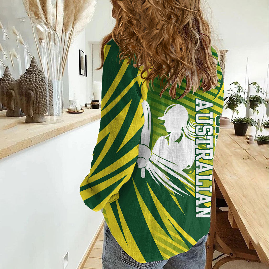 Australian Cricket Women Casual Shirt Dynamic Stripe Graphic With Player Silhouette