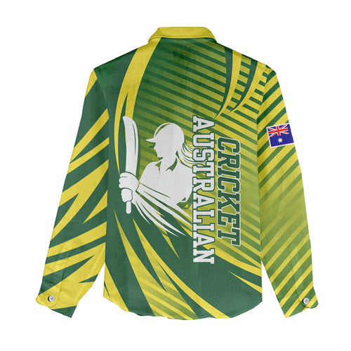 Australian Cricket Women Casual Shirt Dynamic Stripe Graphic With Player Silhouette