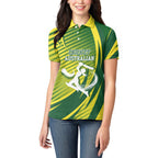 Australian Cricket Women Polo Shirt Dynamic Stripe Graphic With Player Silhouette