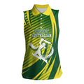 Australian Cricket Women Sleeveless Polo Shirt Dynamic Stripe Graphic With Player Silhouette