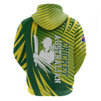 Australian Cricket Zip Hoodie Dynamic Stripe Graphic With Player Silhouette
