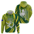 Australian Cricket Zip Hoodie Dynamic Stripe Graphic With Player Silhouette