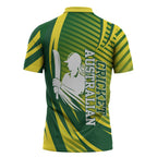 Australian Cricket Zipper Polo Shirt Dynamic Stripe Graphic With Player Silhouette