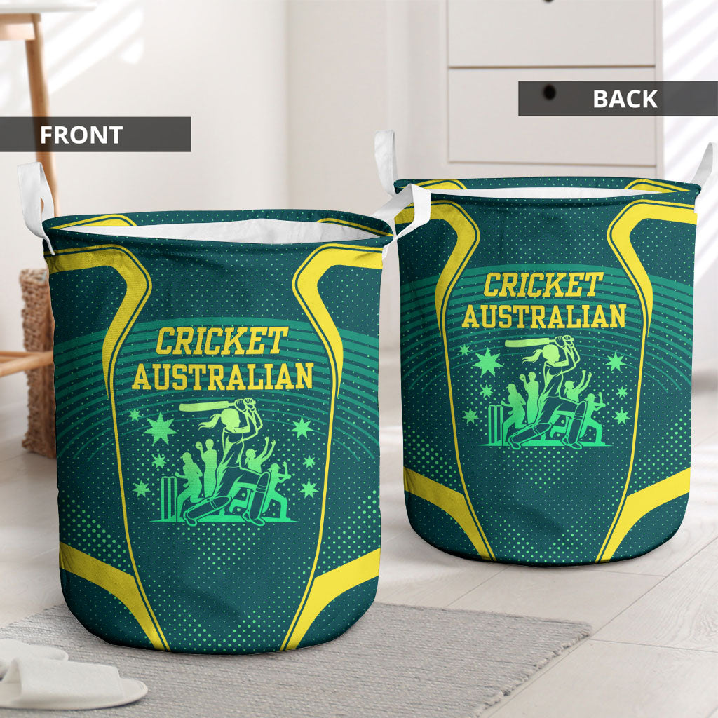 Australian Cricket Laundry Basket Dark Green Halftone Tech Graphic - Southern Cross Stars