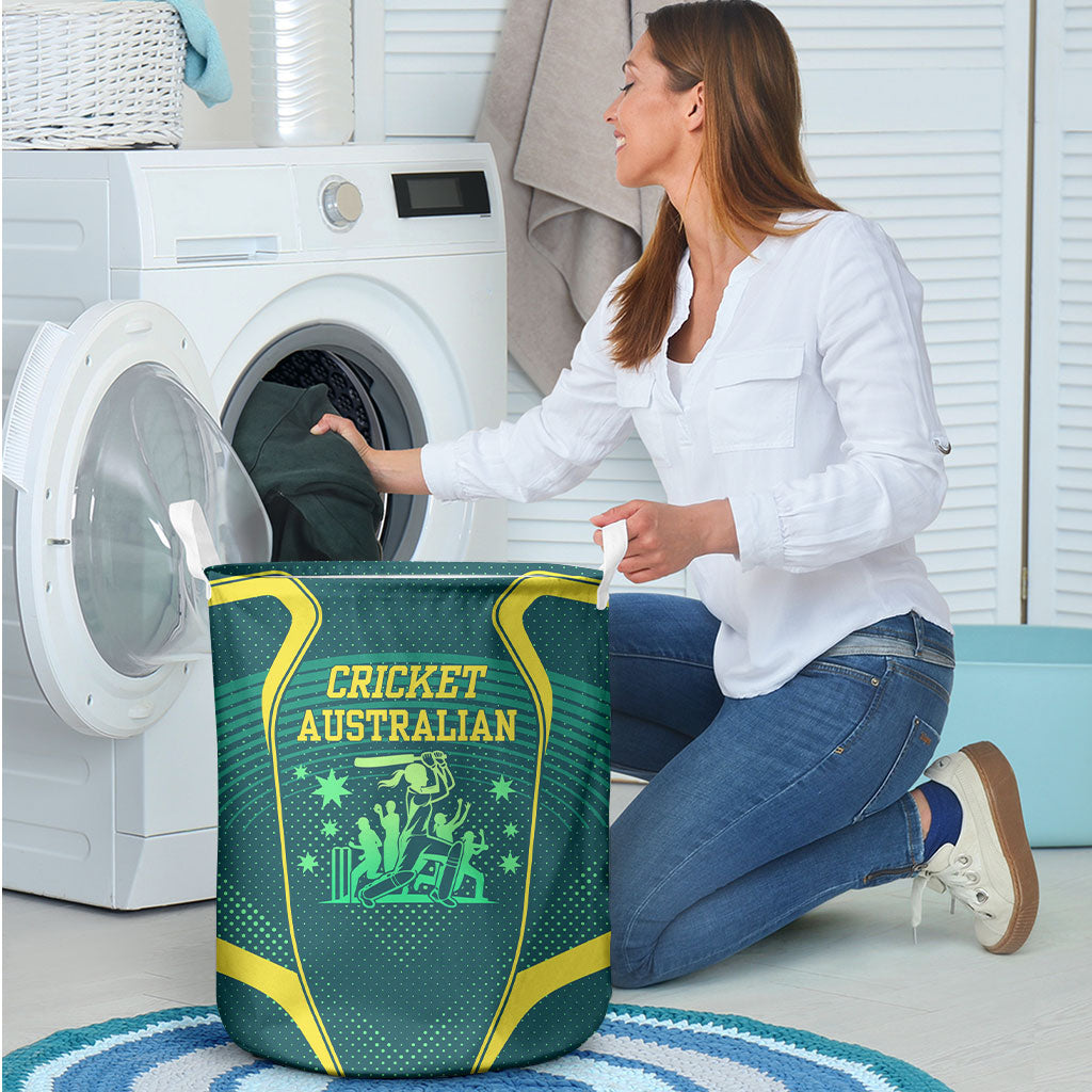 Australian Cricket Laundry Basket Dark Green Halftone Tech Graphic - Southern Cross Stars