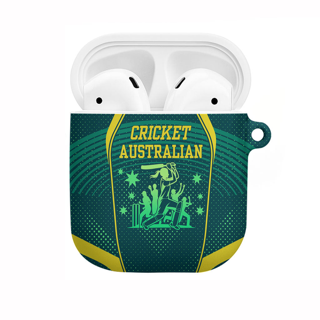 Australian Cricket AirPods Case Dark Green Halftone Tech Graphic - Southern Cross Stars