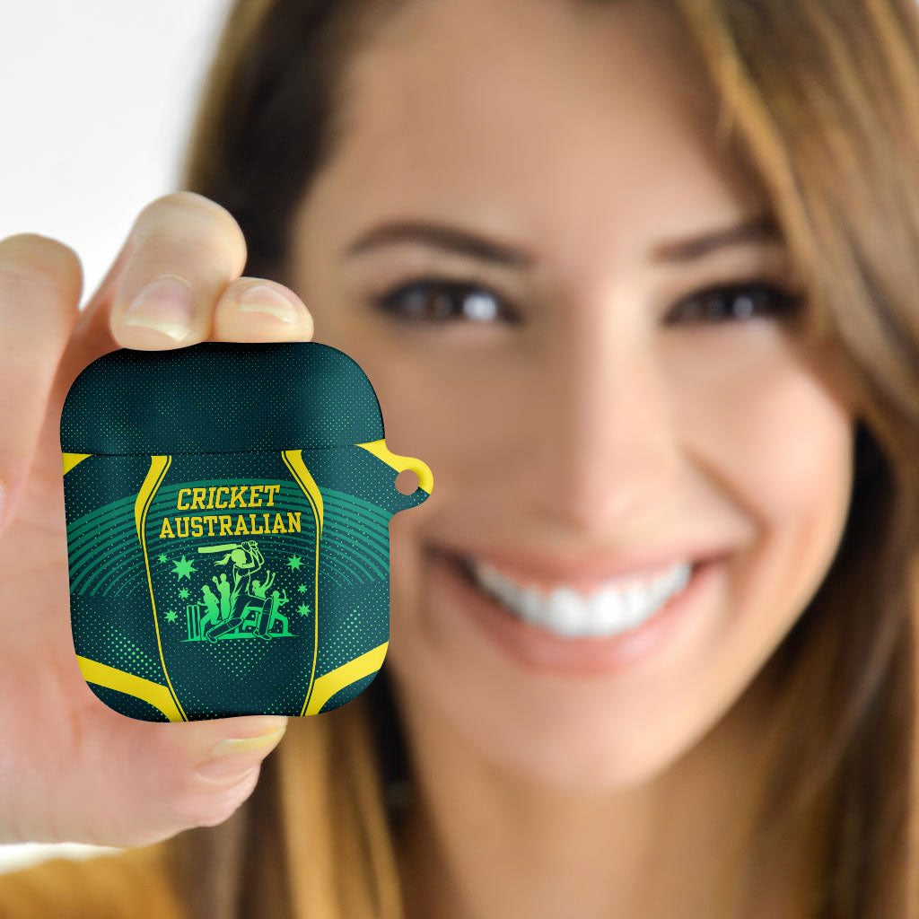 Australian Cricket AirPods Case Dark Green Halftone Tech Graphic - Southern Cross Stars