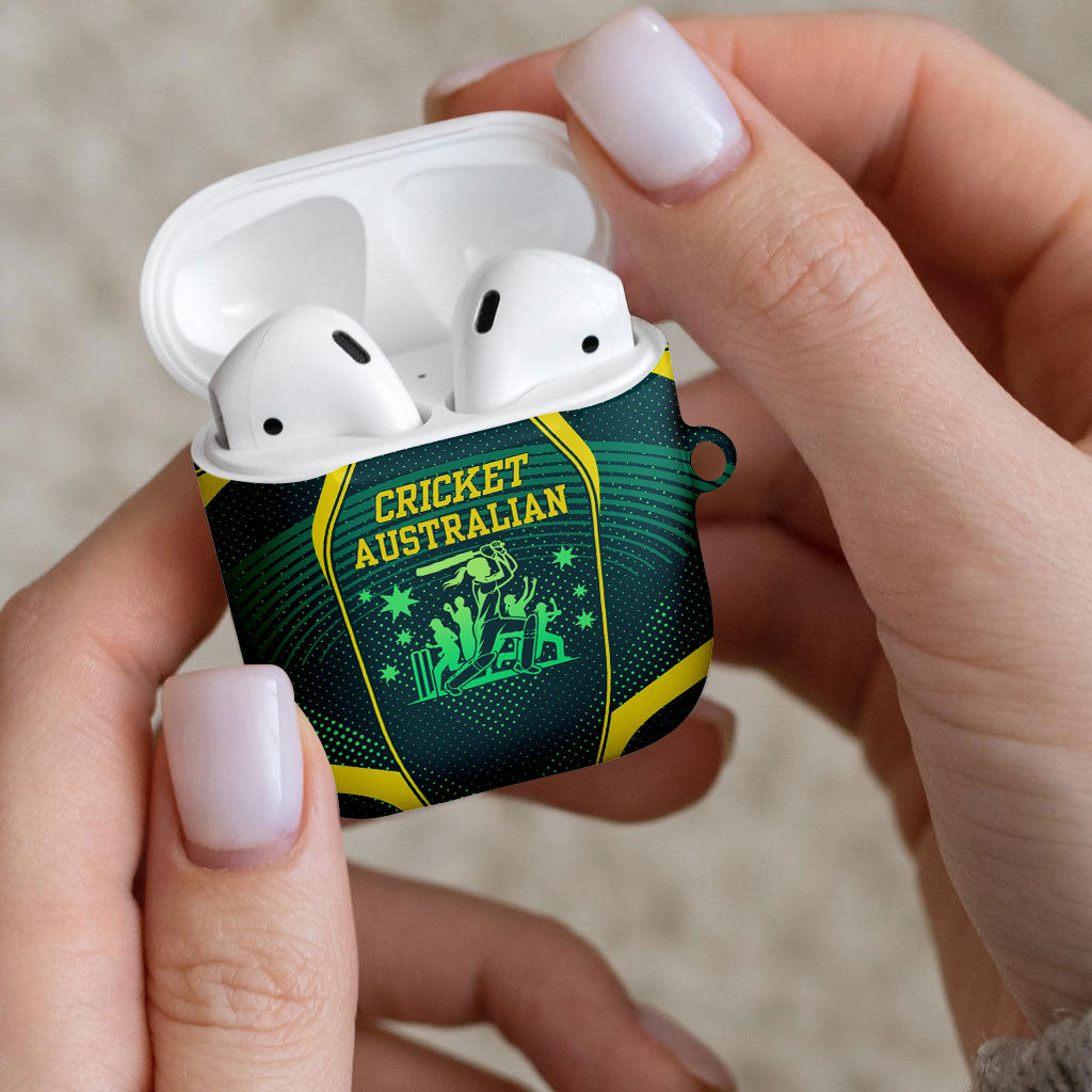 Australian Cricket AirPods Case Dark Green Halftone Tech Graphic - Southern Cross Stars