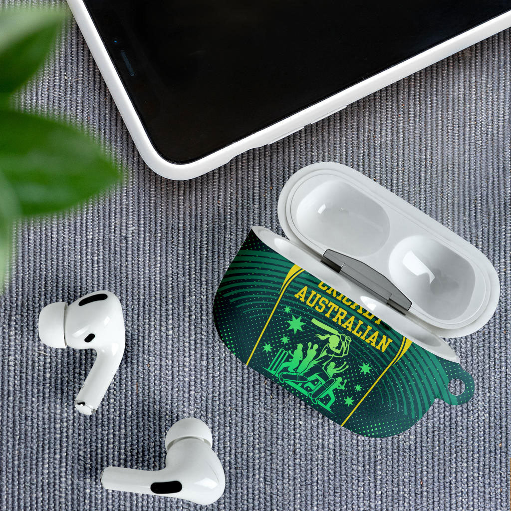 Australian Cricket AirPods Case Dark Green Halftone Tech Graphic - Southern Cross Stars