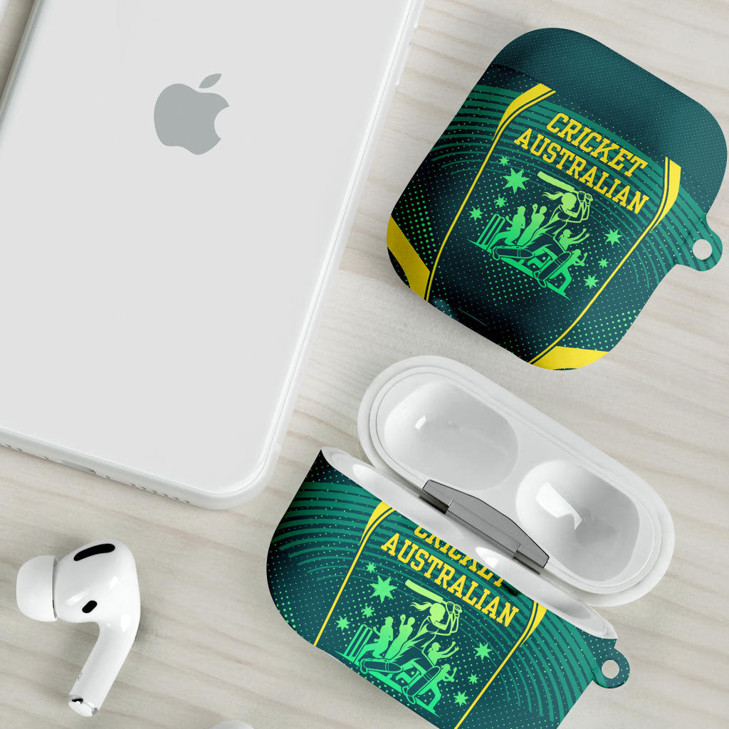Australian Cricket AirPods Case Dark Green Halftone Tech Graphic - Southern Cross Stars