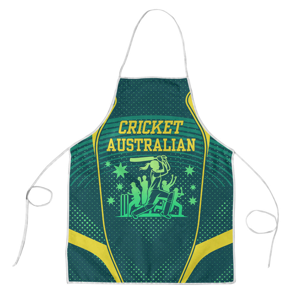 Australian Cricket Apron Dark Green Halftone Tech Graphic - Southern Cross Stars