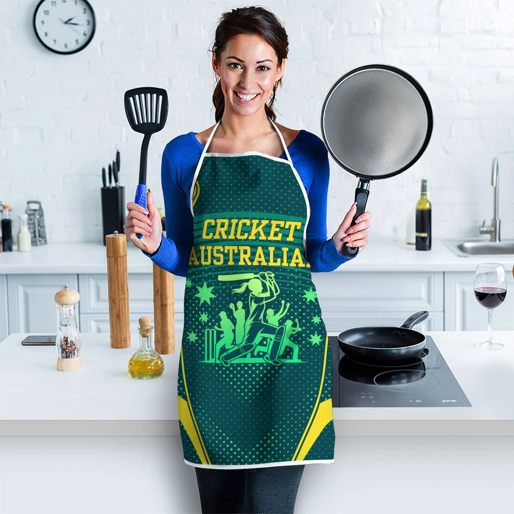 Australian Cricket Apron Dark Green Halftone Tech Graphic - Southern Cross Stars