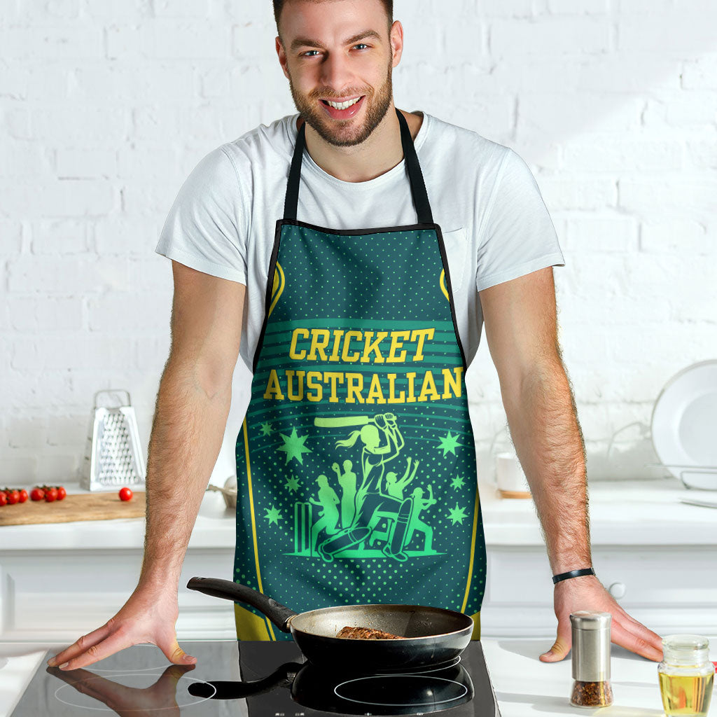 Australian Cricket Apron Dark Green Halftone Tech Graphic - Southern Cross Stars