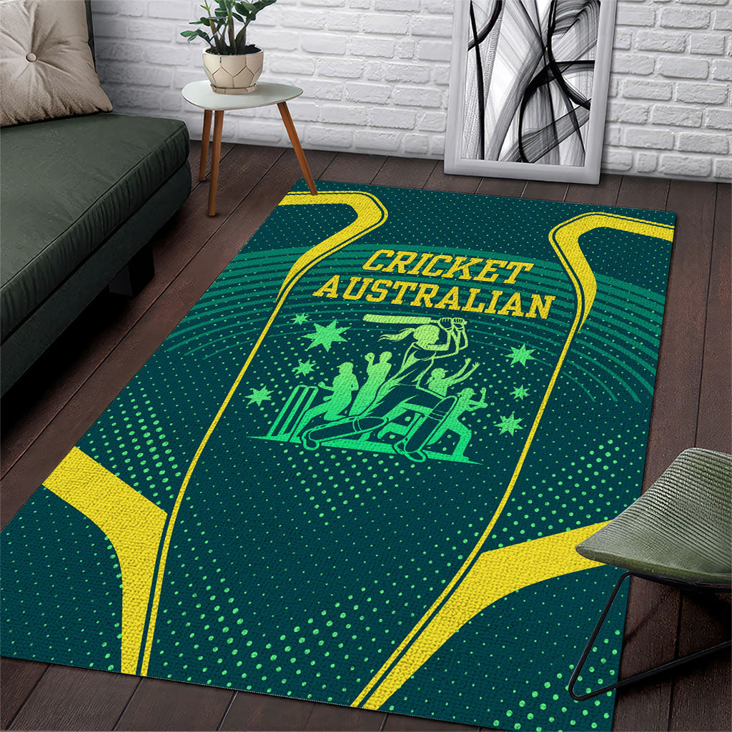 Australian Cricket Area Rug Dark Green Halftone Tech Graphic - Southern Cross Stars