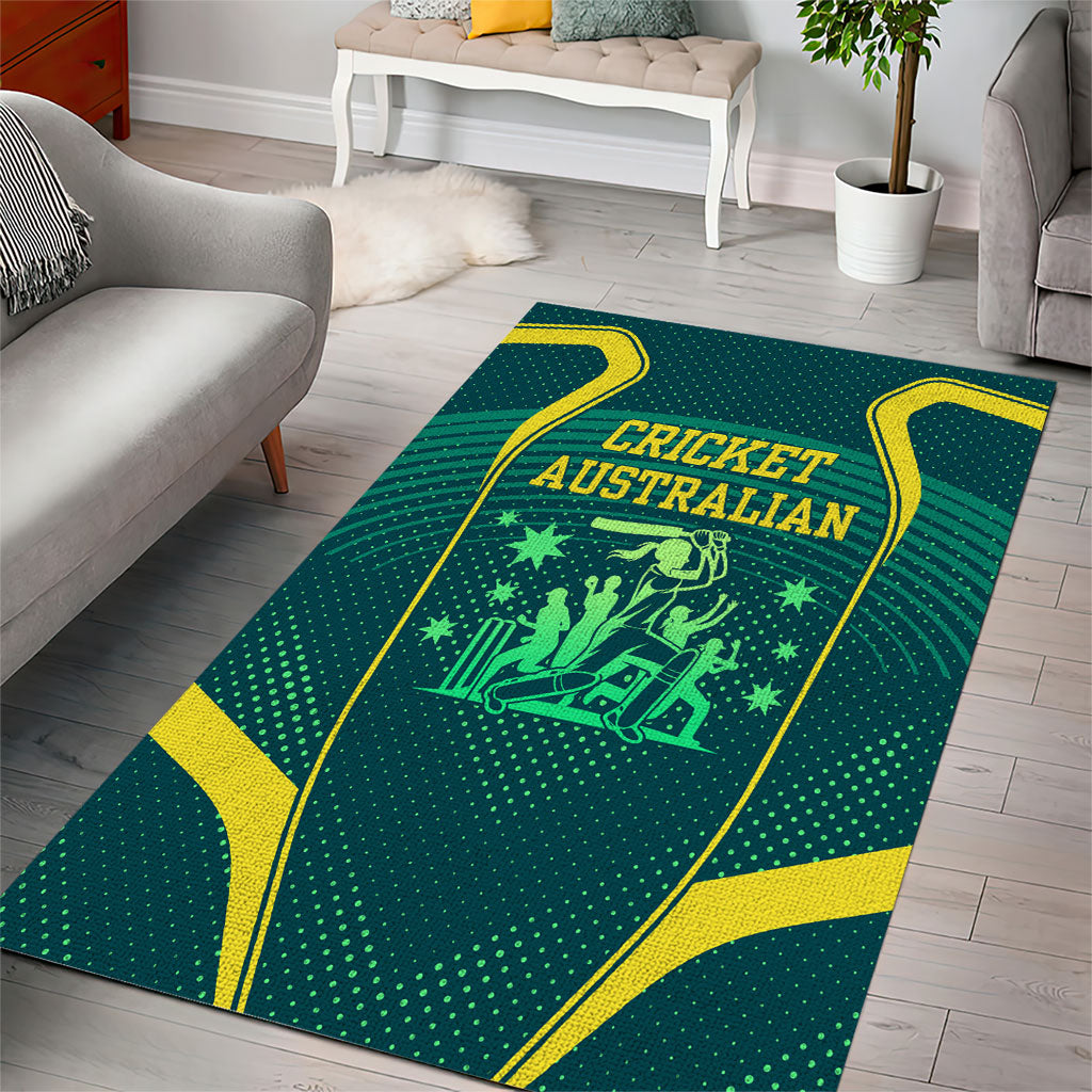 Australian Cricket Area Rug Dark Green Halftone Tech Graphic - Southern Cross Stars