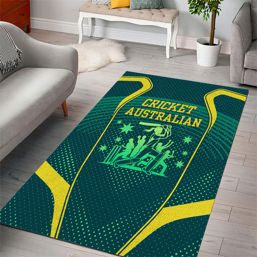 Australian Cricket Area Rug Dark Green Halftone Tech Graphic - Southern Cross Stars