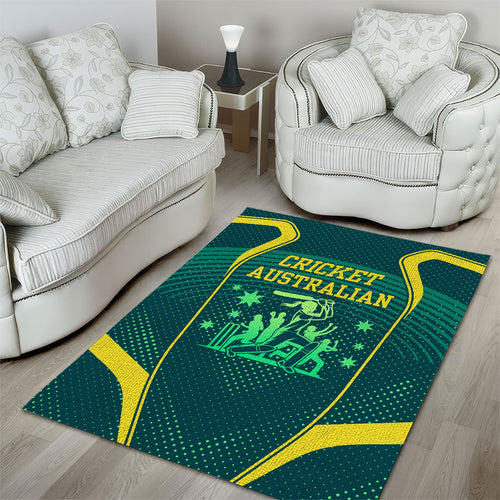 Australian Cricket Area Rug Dark Green Halftone Tech Graphic - Southern Cross Stars