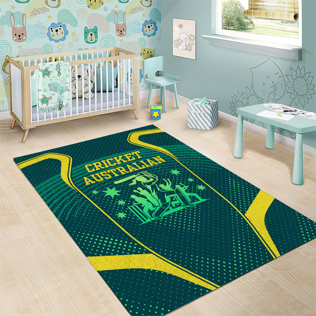 Australian Cricket Area Rug Dark Green Halftone Tech Graphic - Southern Cross Stars