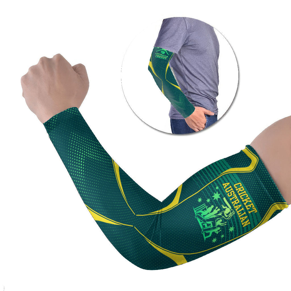 Australian Cricket Arm Sleeves Dark Green Halftone Tech Graphic - Southern Cross Stars