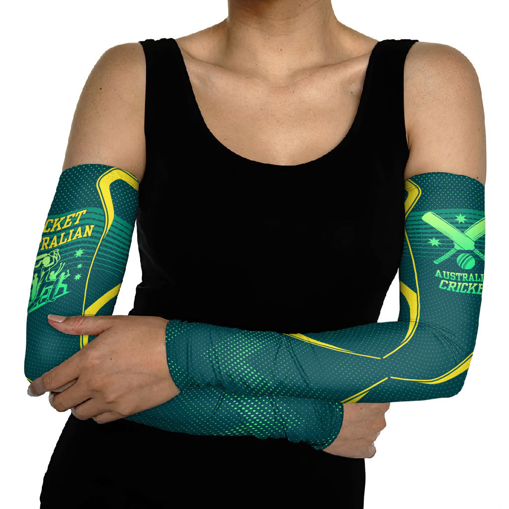 Australian Cricket Arm Sleeves Dark Green Halftone Tech Graphic - Southern Cross Stars
