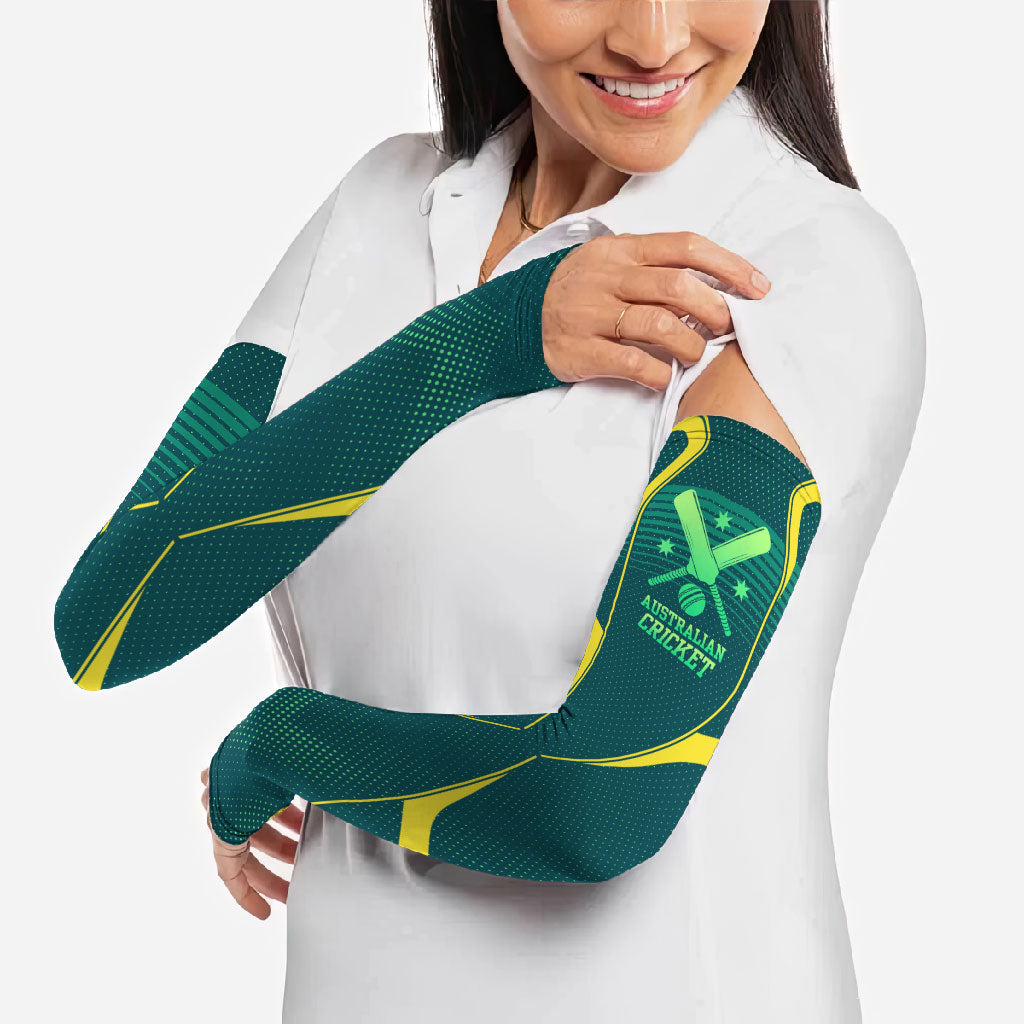 Australian Cricket Arm Sleeves Dark Green Halftone Tech Graphic - Southern Cross Stars