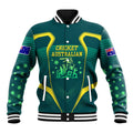 Australian Cricket Baseball Jacket Dark Green Halftone Tech Graphic - Southern Cross Stars