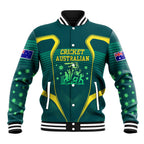Australian Cricket Baseball Jacket Dark Green Halftone Tech Graphic - Southern Cross Stars