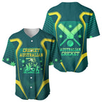 Australian Cricket Baseball Jersey Dark Green Halftone Tech Graphic - Southern Cross Stars