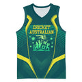 Australian Cricket Basketball Jersey Dark Green Halftone Tech Graphic - Southern Cross Stars