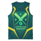 Australian Cricket Basketball Jersey Dark Green Halftone Tech Graphic - Southern Cross Stars