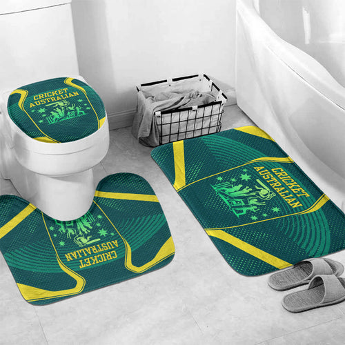 Australian Cricket Bathroom Set Dark Green Halftone Tech Graphic - Southern Cross Stars