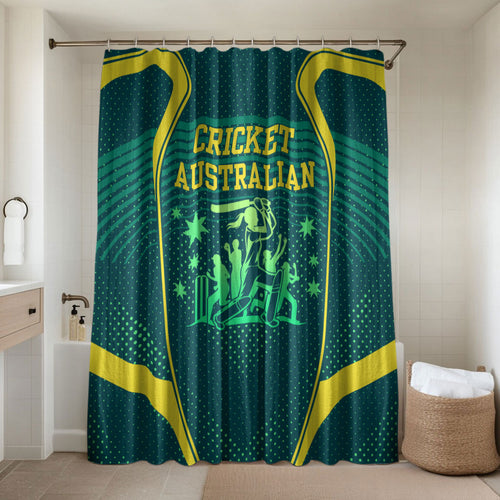 Australian Cricket Bathroom Set Dark Green Halftone Tech Graphic - Southern Cross Stars