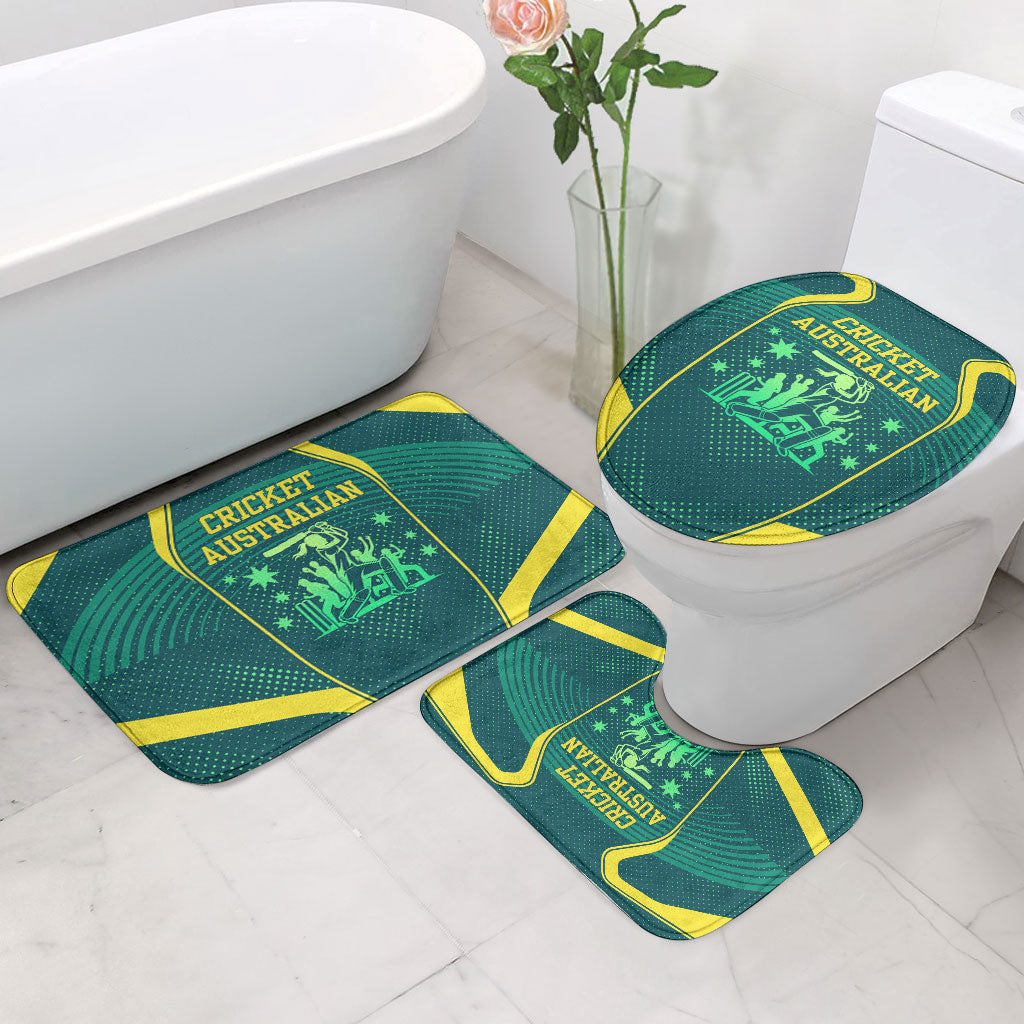 Australian Cricket Bathroom Set Dark Green Halftone Tech Graphic - Southern Cross Stars