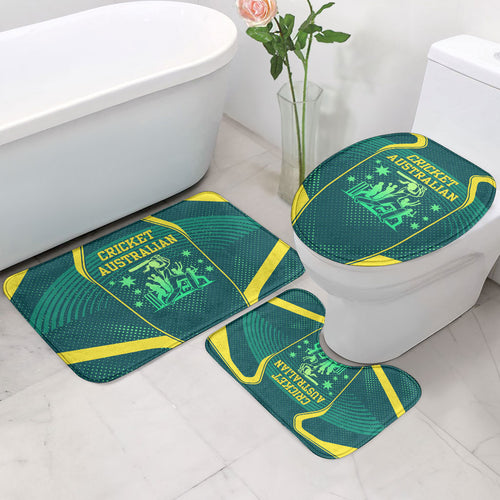 Australian Cricket Bathroom Set Dark Green Halftone Tech Graphic - Southern Cross Stars
