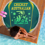 Australian Cricket Beach Blanket Dark Green Halftone Tech Graphic - Southern Cross Stars