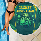 Australian Cricket Beach Blanket Dark Green Halftone Tech Graphic - Southern Cross Stars