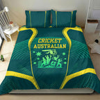 Australian Cricket Bedding Set Dark Green Halftone Tech Graphic - Southern Cross Stars