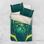 Australian Cricket Bedding Set Dark Green Halftone Tech Graphic - Southern Cross Stars
