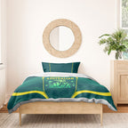 Australian Cricket Bedding Set Dark Green Halftone Tech Graphic - Southern Cross Stars