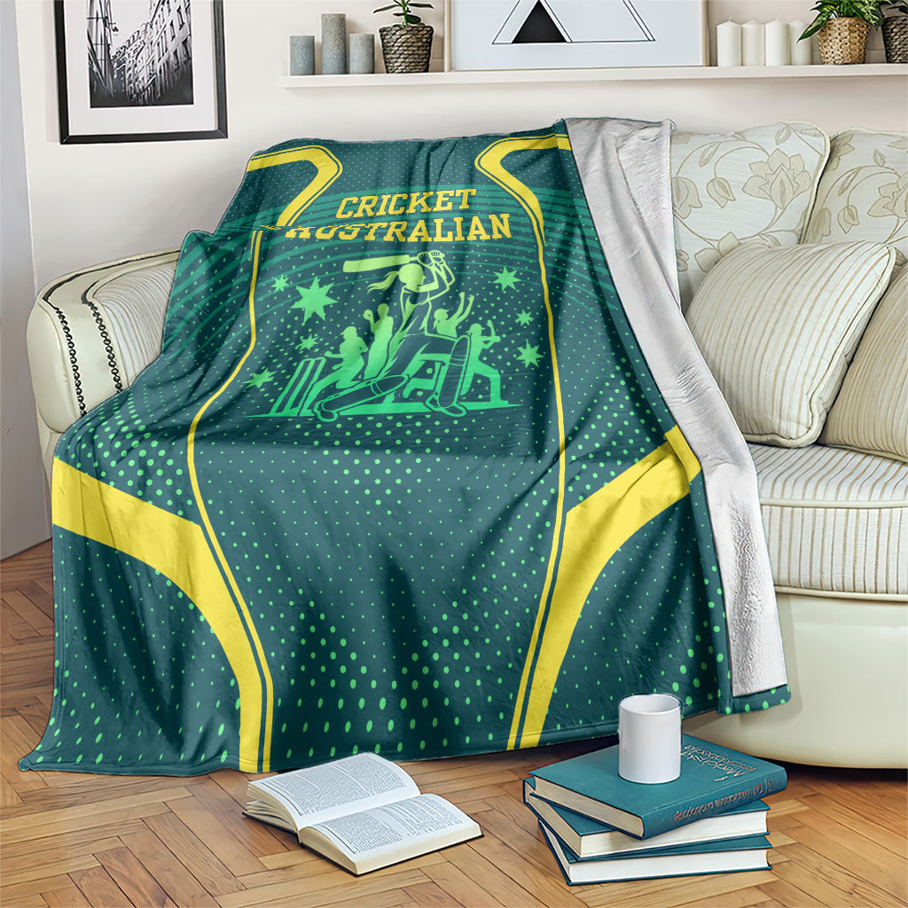 Australian Cricket Blanket Dark Green Halftone Tech Graphic - Southern Cross Stars