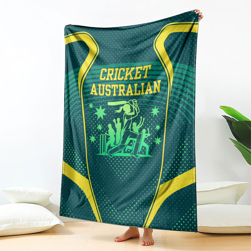 Australian Cricket Blanket Dark Green Halftone Tech Graphic - Southern Cross Stars