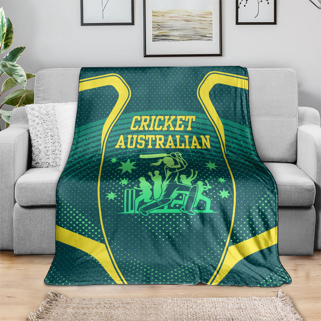 Australian Cricket Blanket Dark Green Halftone Tech Graphic - Southern Cross Stars