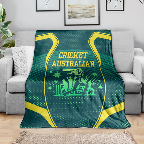 Australian Cricket Blanket Dark Green Halftone Tech Graphic - Southern Cross Stars