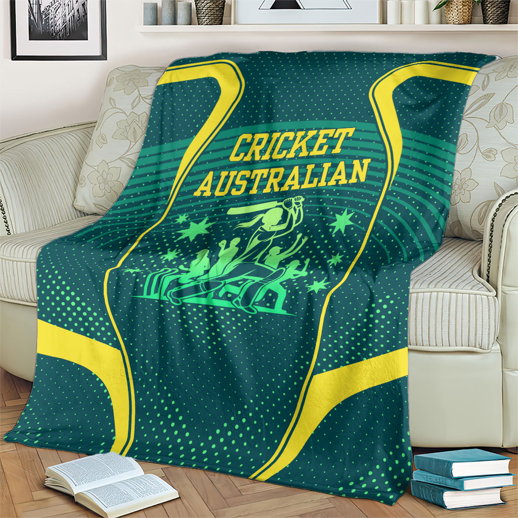 Australian Cricket Blanket Dark Green Halftone Tech Graphic - Southern Cross Stars