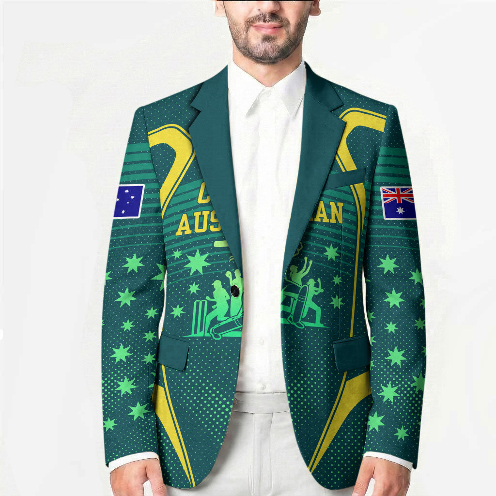 Australian Cricket Blazer Dark Green Halftone Tech Graphic - Southern Cross Stars