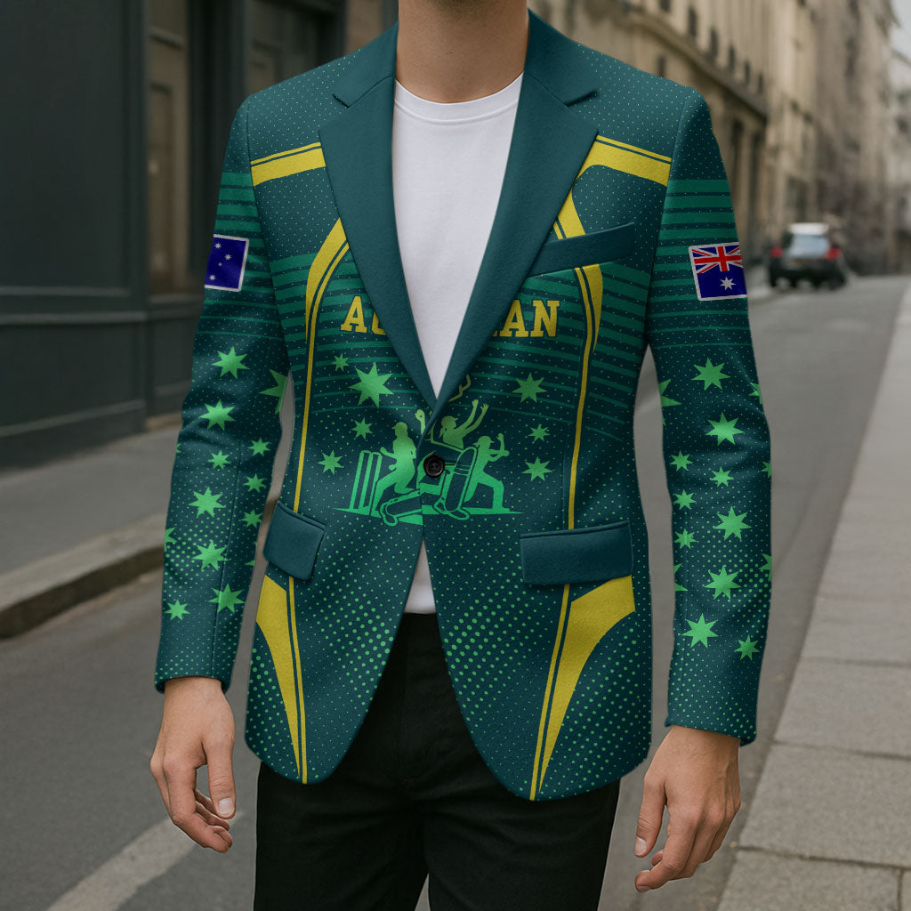 Australian Cricket Blazer Dark Green Halftone Tech Graphic - Southern Cross Stars